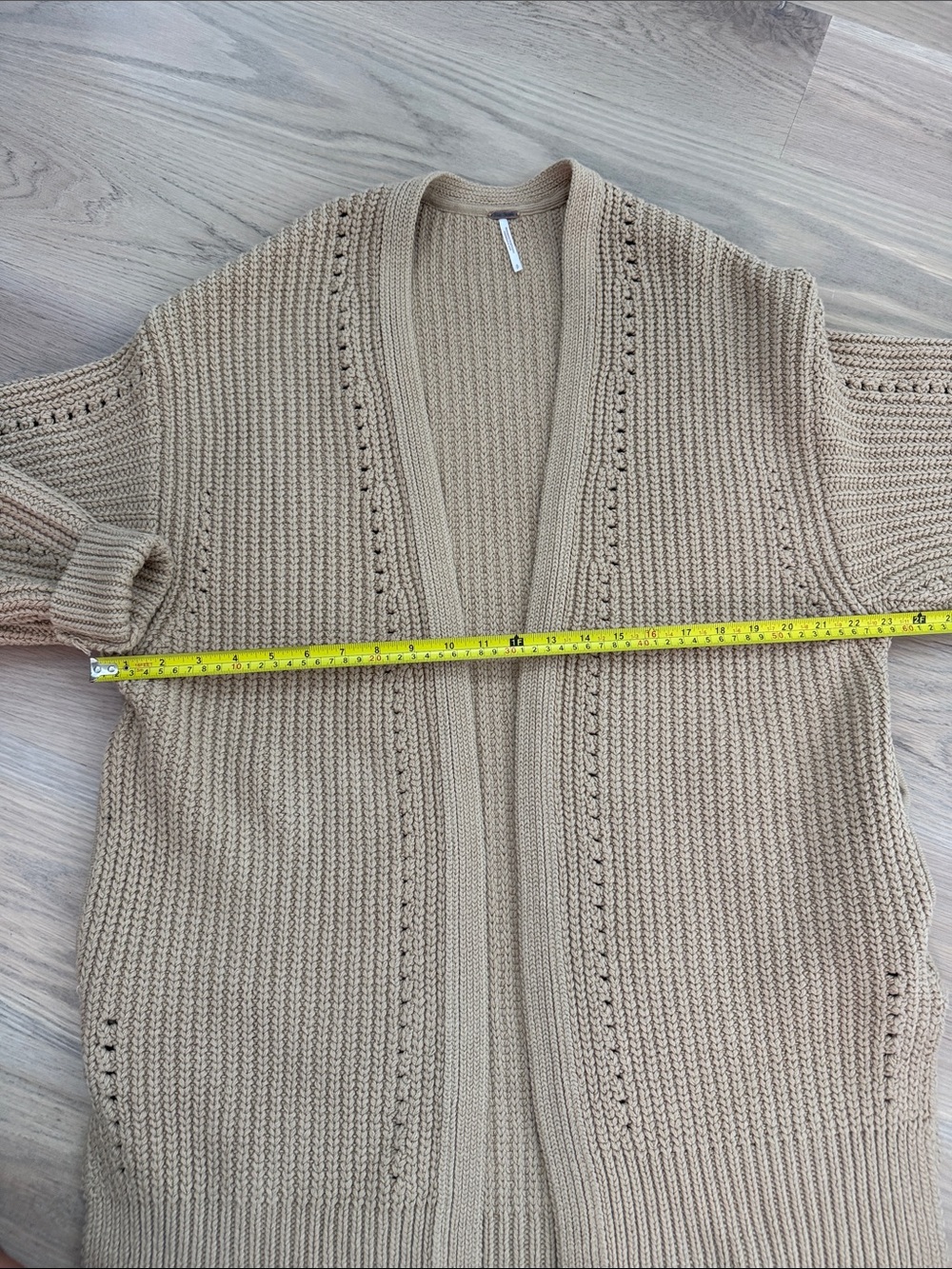 Free People Open-Front Taupe/Beige Ribbed Cardigan - Picture 7 of 8